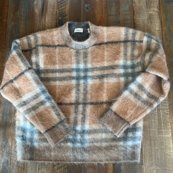 BURBERRY NAIMA CHECK JACQUARD MOHAIR & SILK BLEND SWEATER SIZE MEDIUM - Picture 1 of 1
